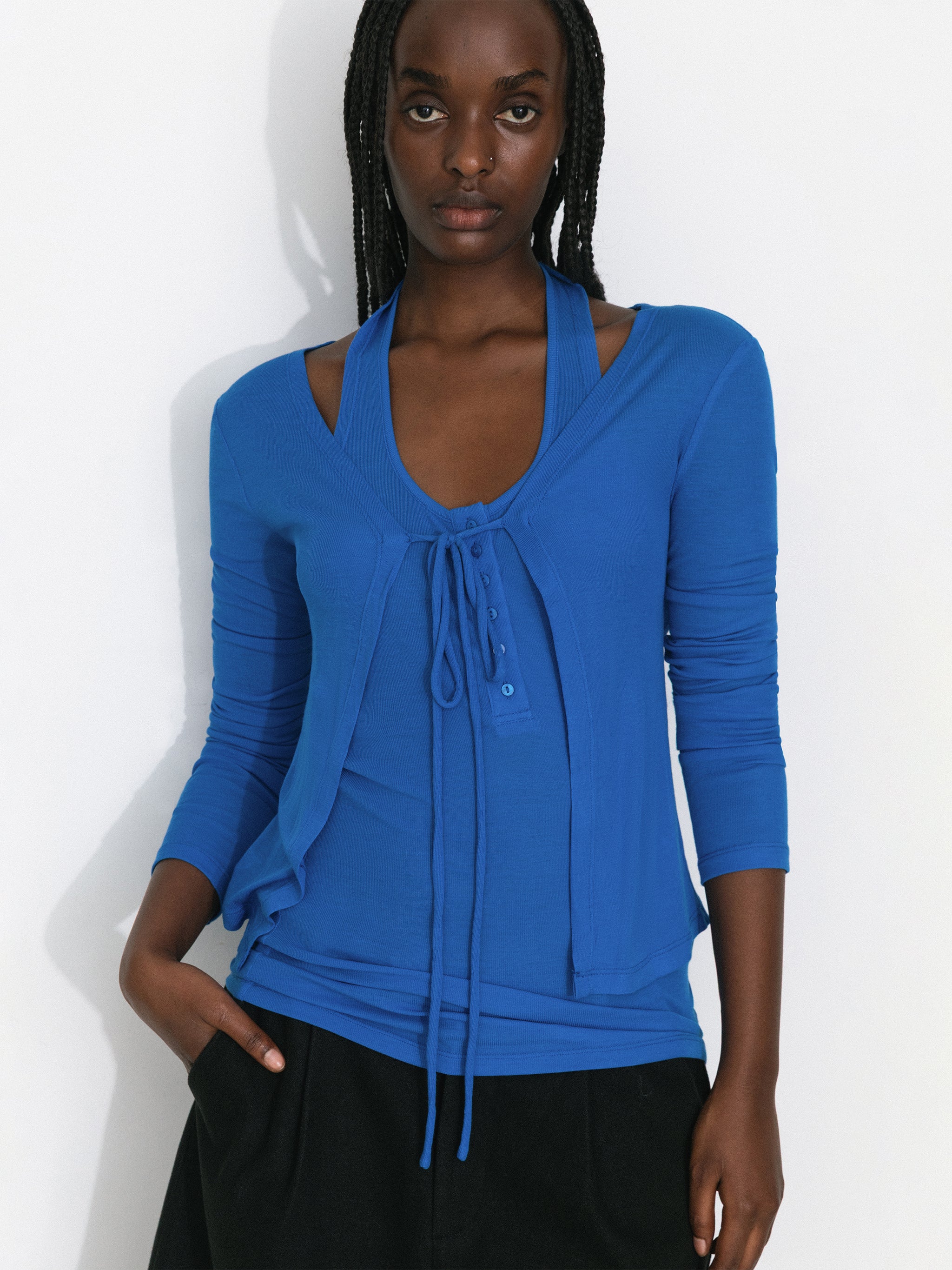 Lyocell-Blend Halter Knit Two-Piece Top