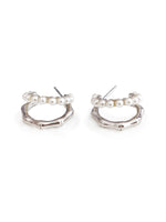 Pearl Bamboo Hoop Earrings
