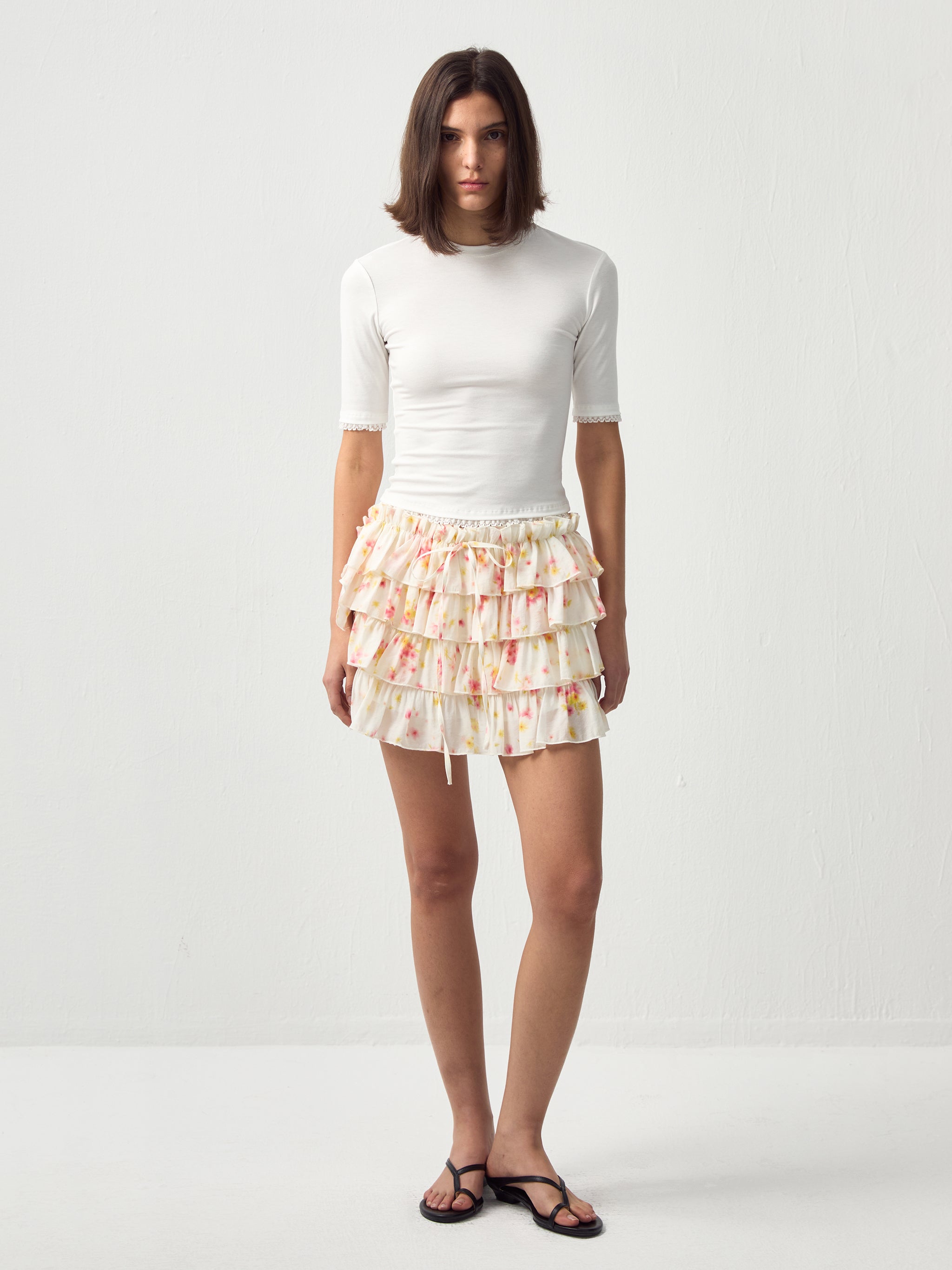 CUBIC Layered Ruffle Tiered Mini Skirt