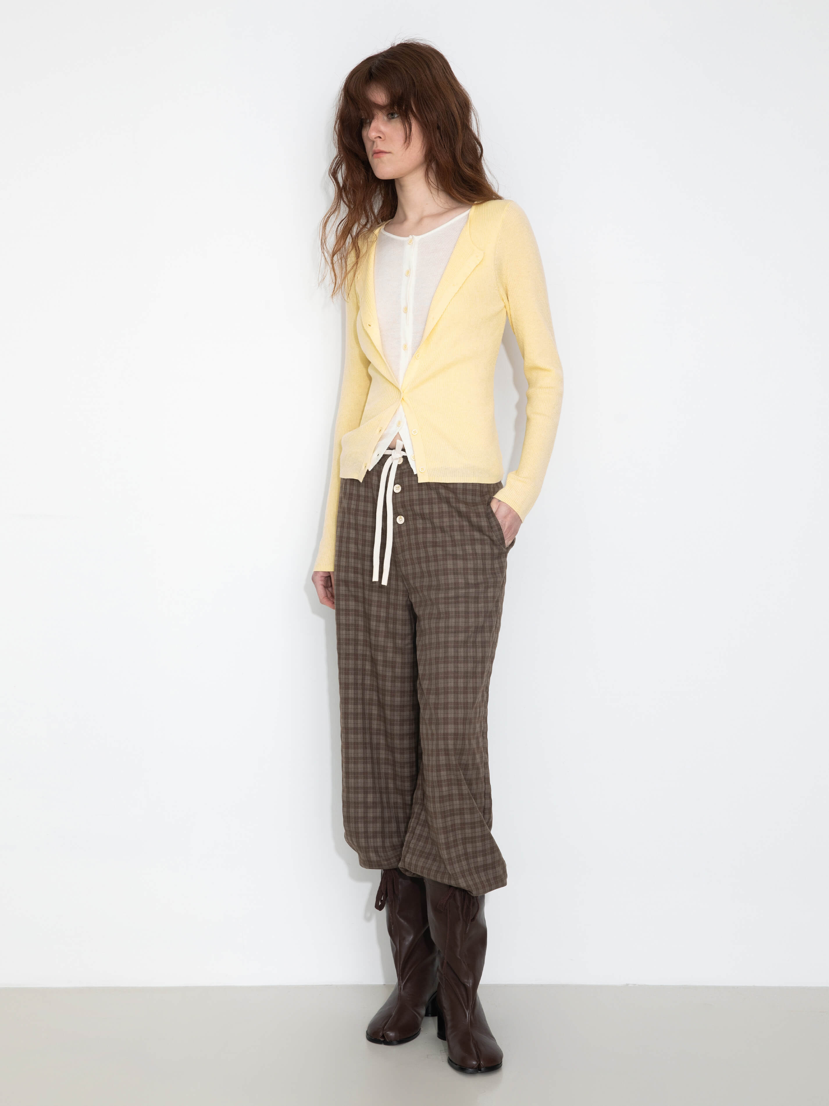 Slim-Fit Long Sleeve Layered Knit Cardigan