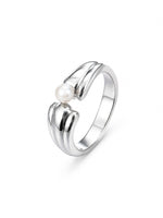 Bud Pearl Open Silver Ring