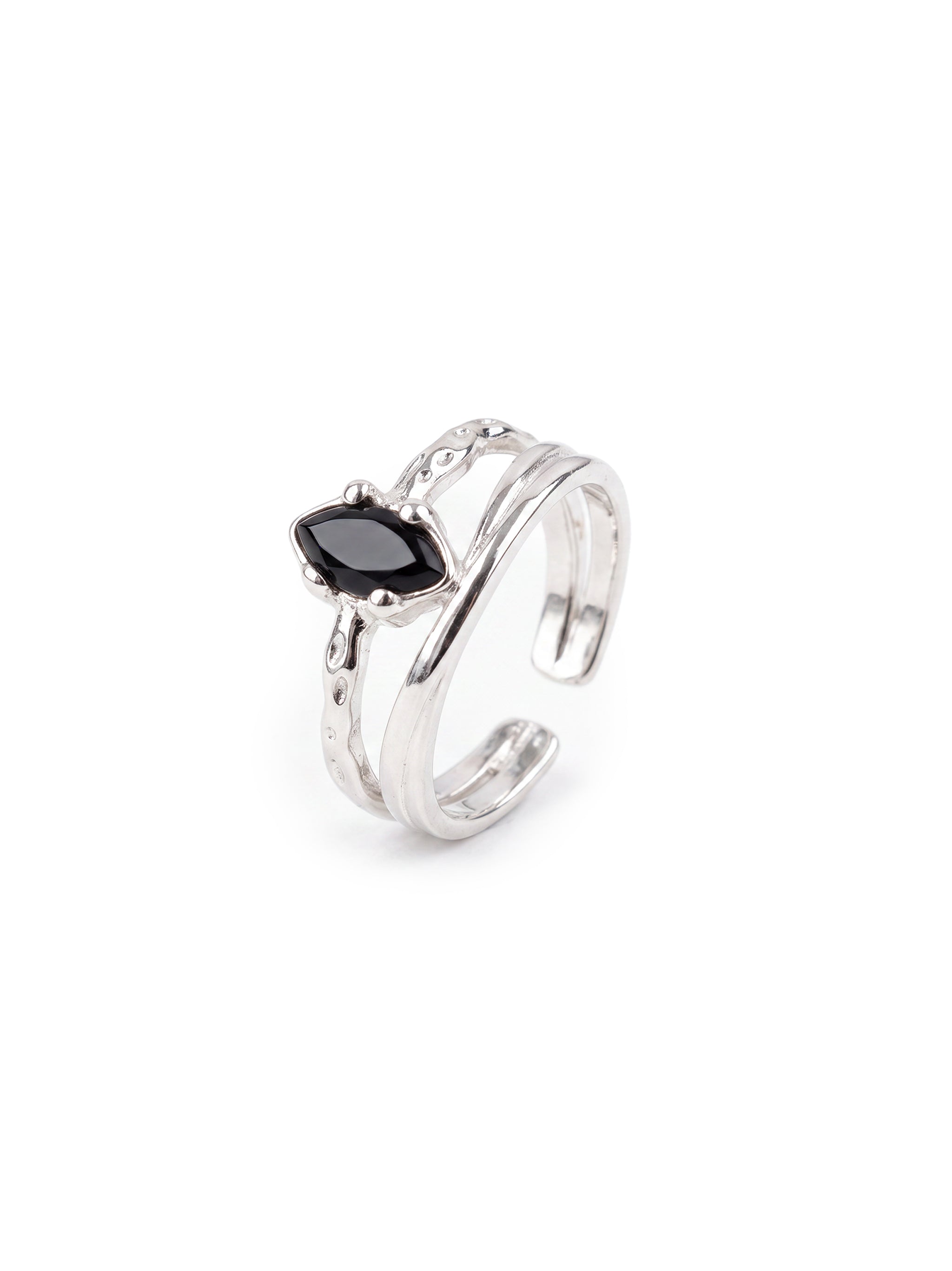 Twisted Zircon Silver Ring-1