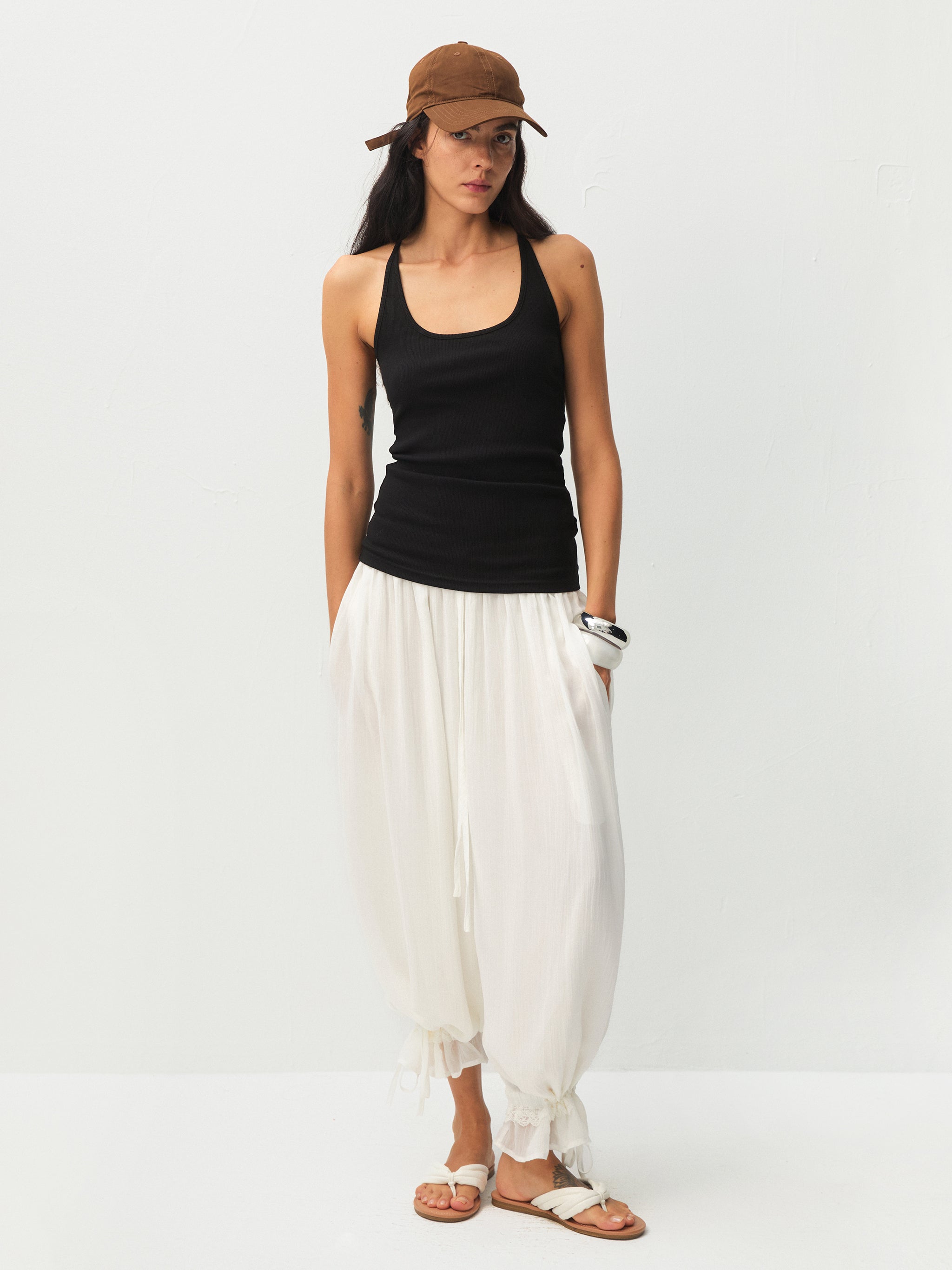 CUBIC  Lyocell Lace Ruffled  Balloon Pants