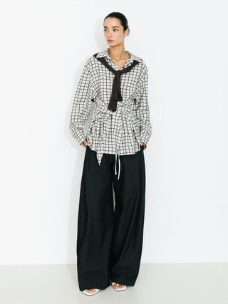 Oversized Checkered Shirt with Detachable Belt