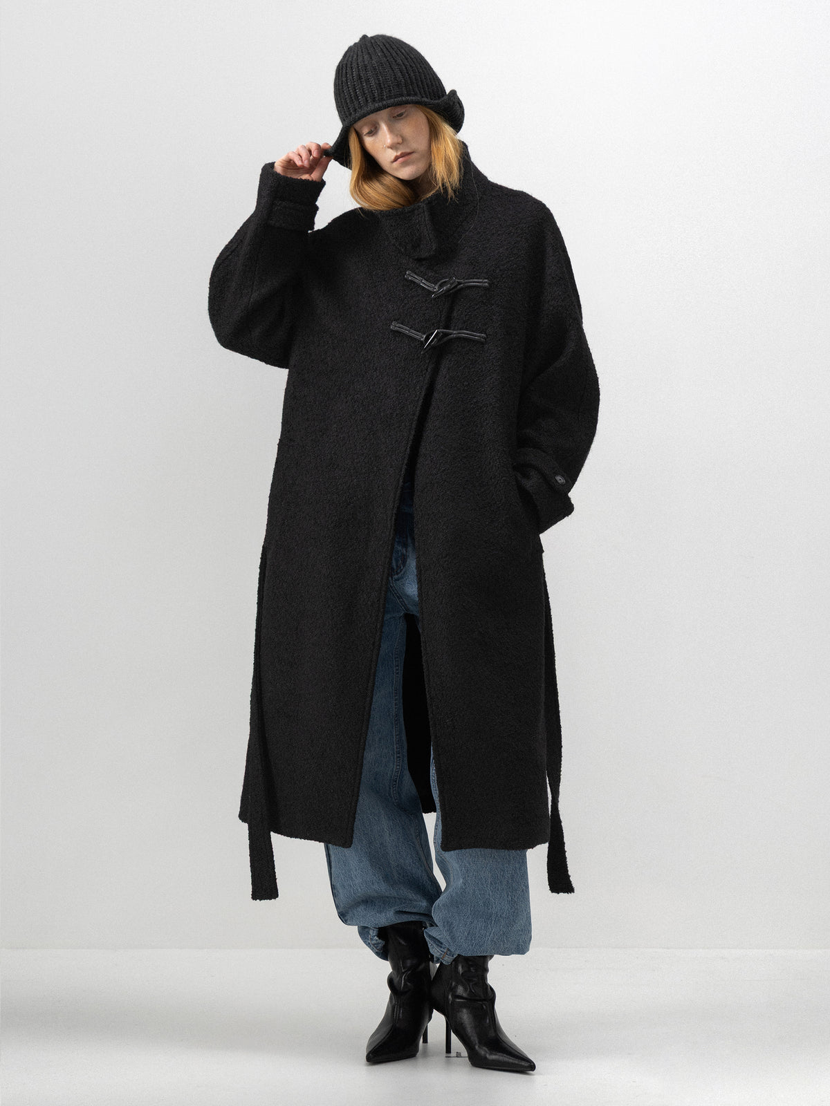 CUBIC Textured Toggle-Belted Wool Coat-2