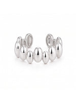 Polished Oval Bead Wave Open Ring