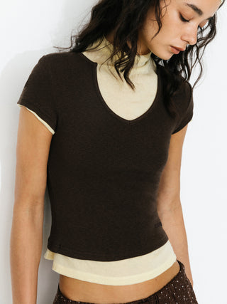 C by CUBIC Cropped Slim-Fit Sweetheart Neck T-Shirt