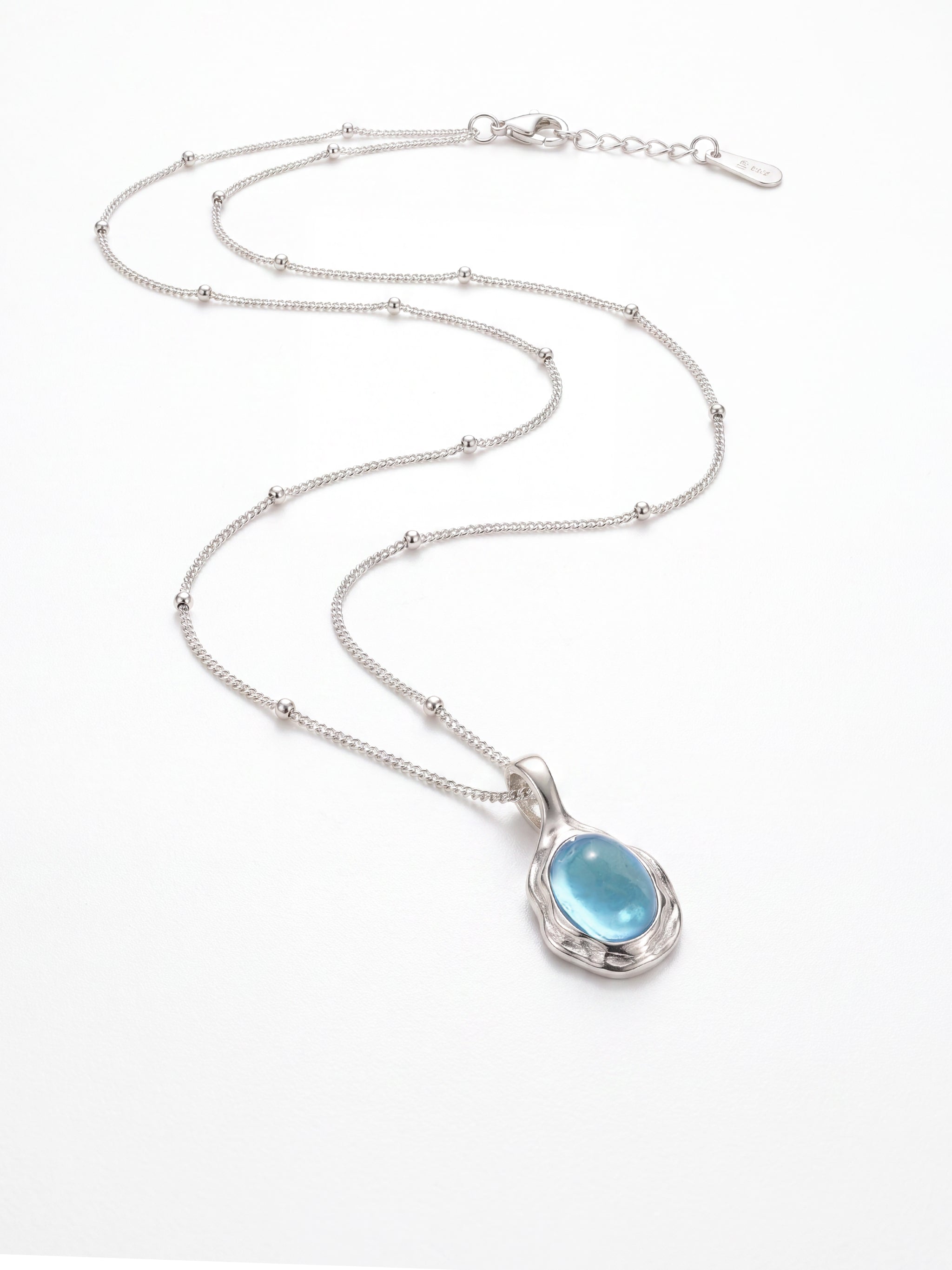 Aquamarine Pendant Silver Necklace-2