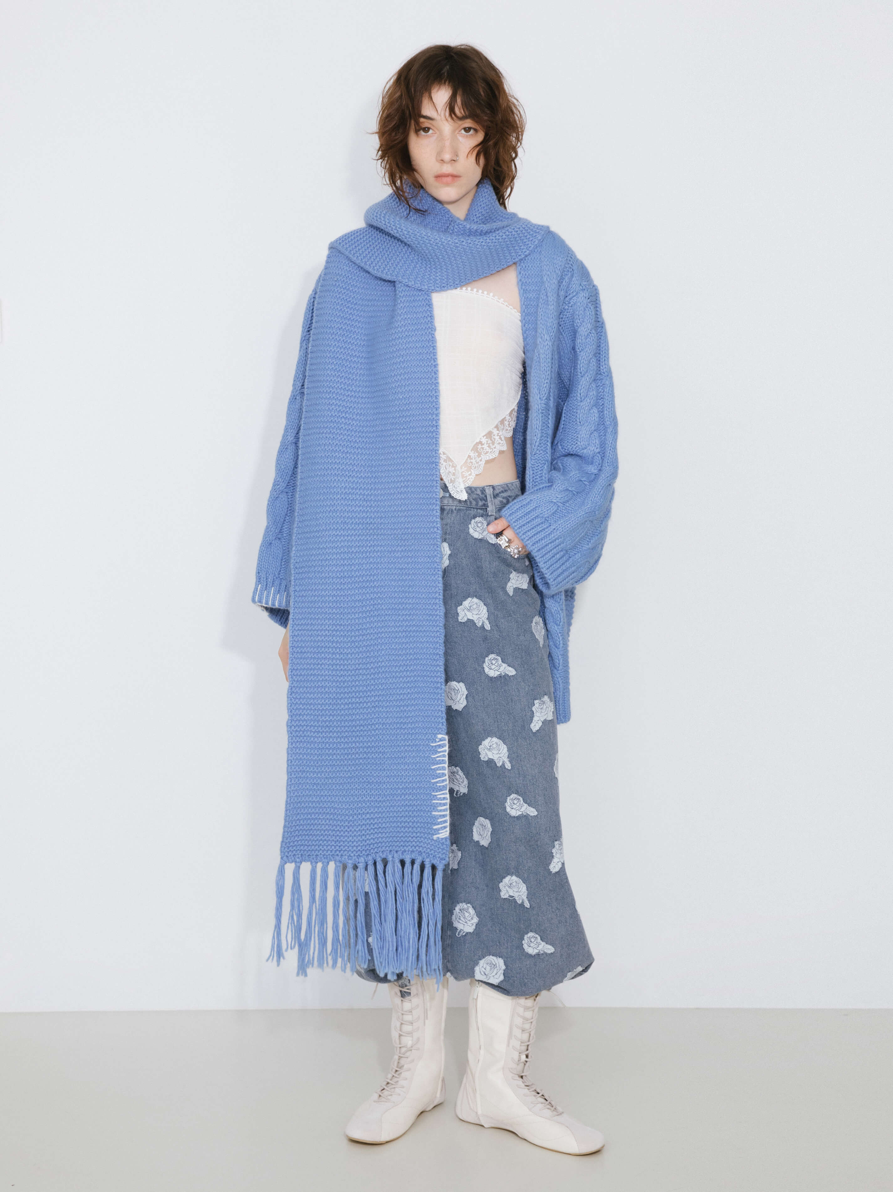 Cable Knit Cardigan with Wool Blend-4