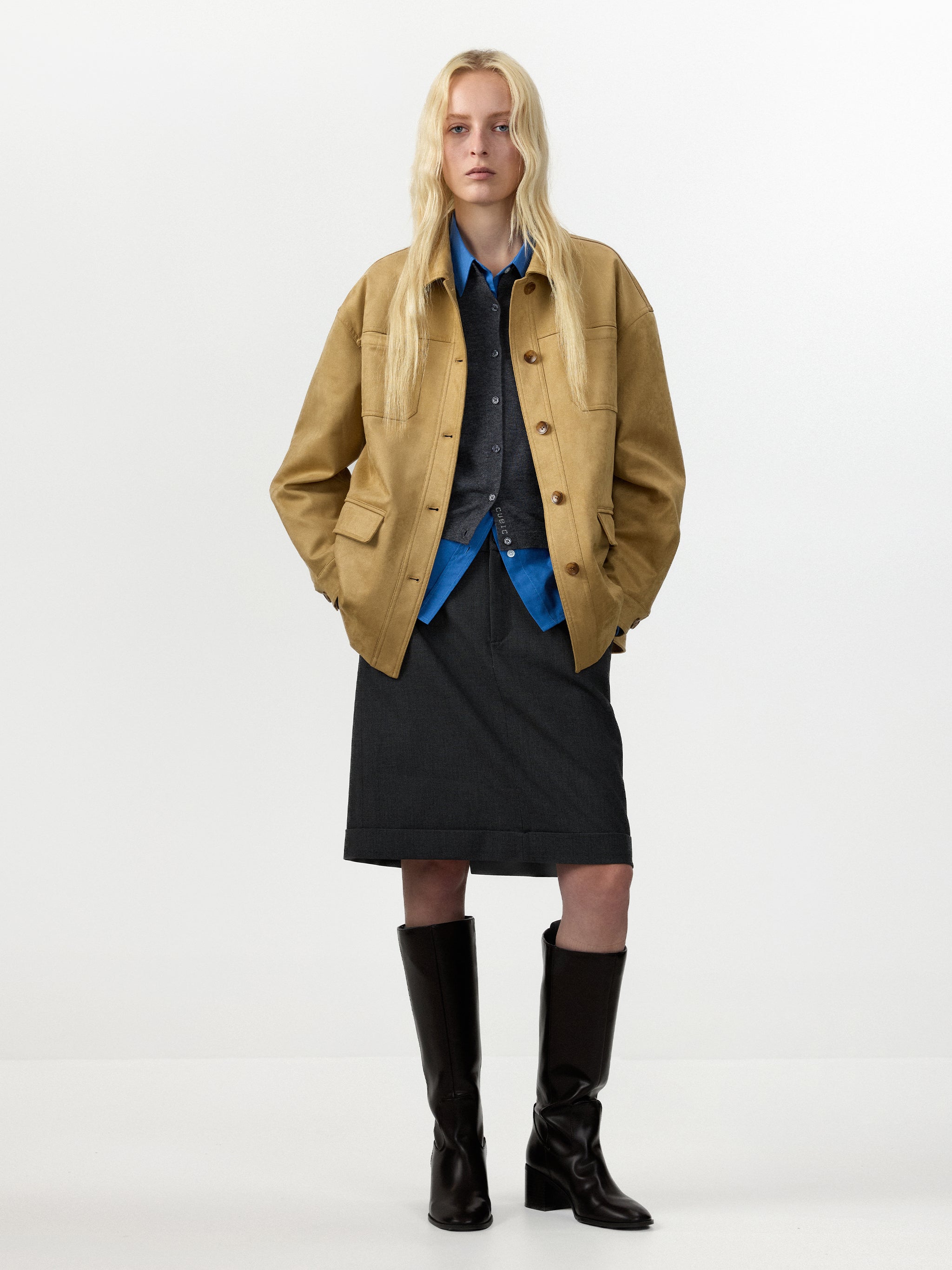 CUBIC Vintage Suede‑Effect Utility Jacket