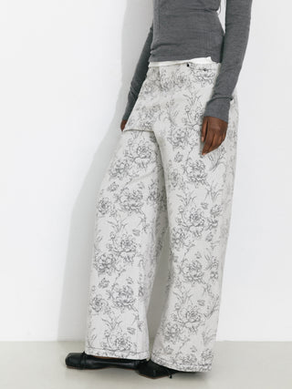 Bohemian Loose-Fit Patterned Straight Pants