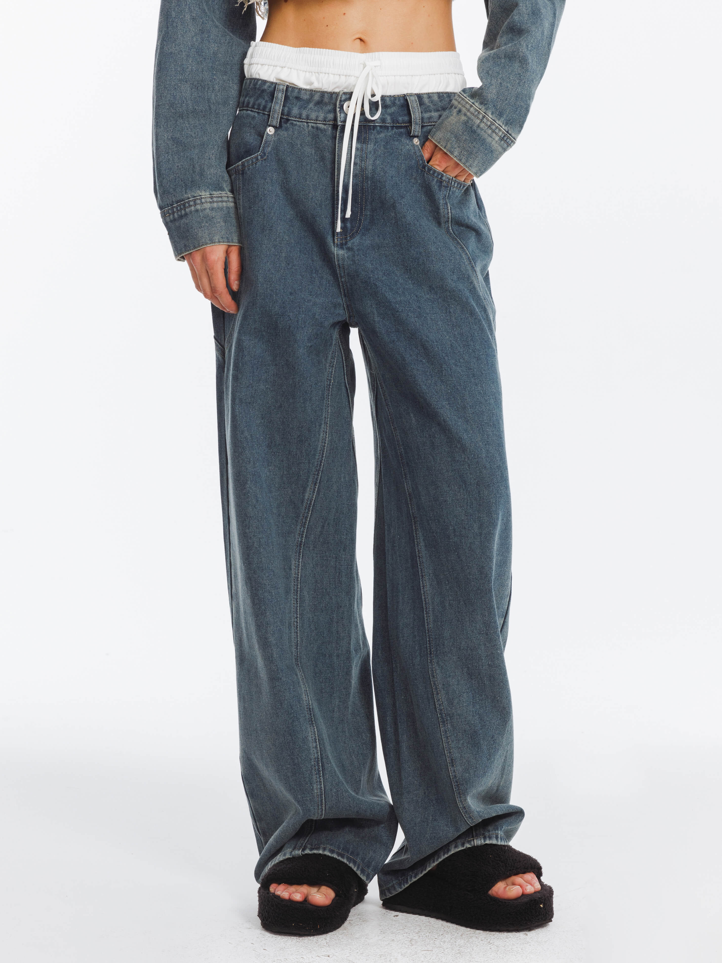 Cutaway Loose Straight Jeans-2