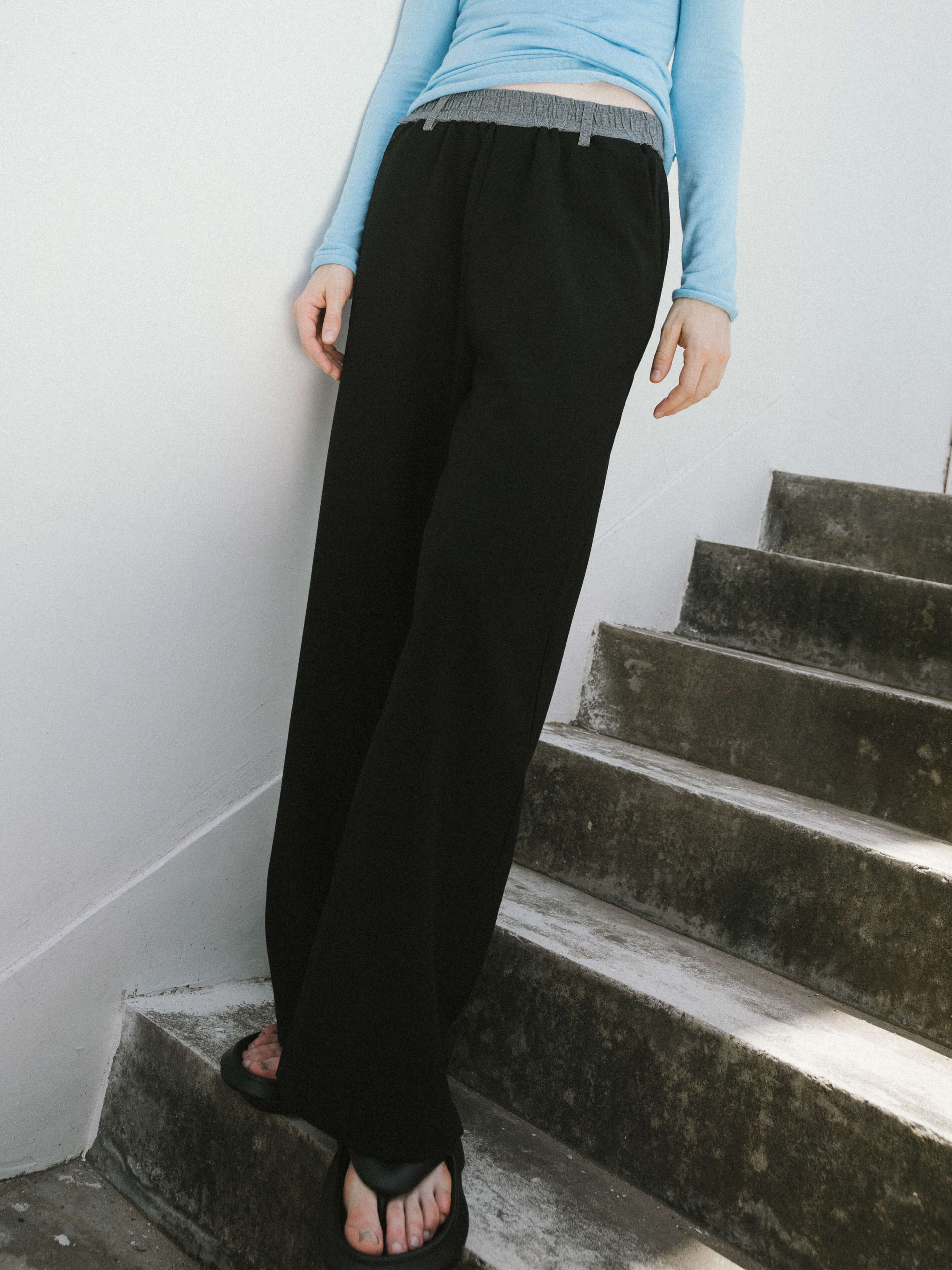 Colorblock Casual Straight Trousers-1