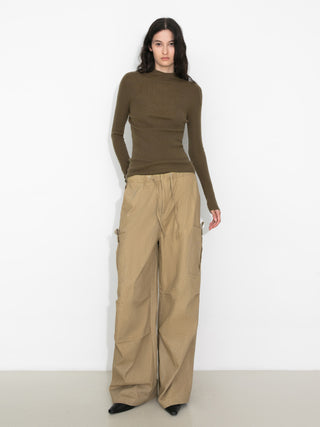 Relaxed Draped Straight-Leg Utility Pants