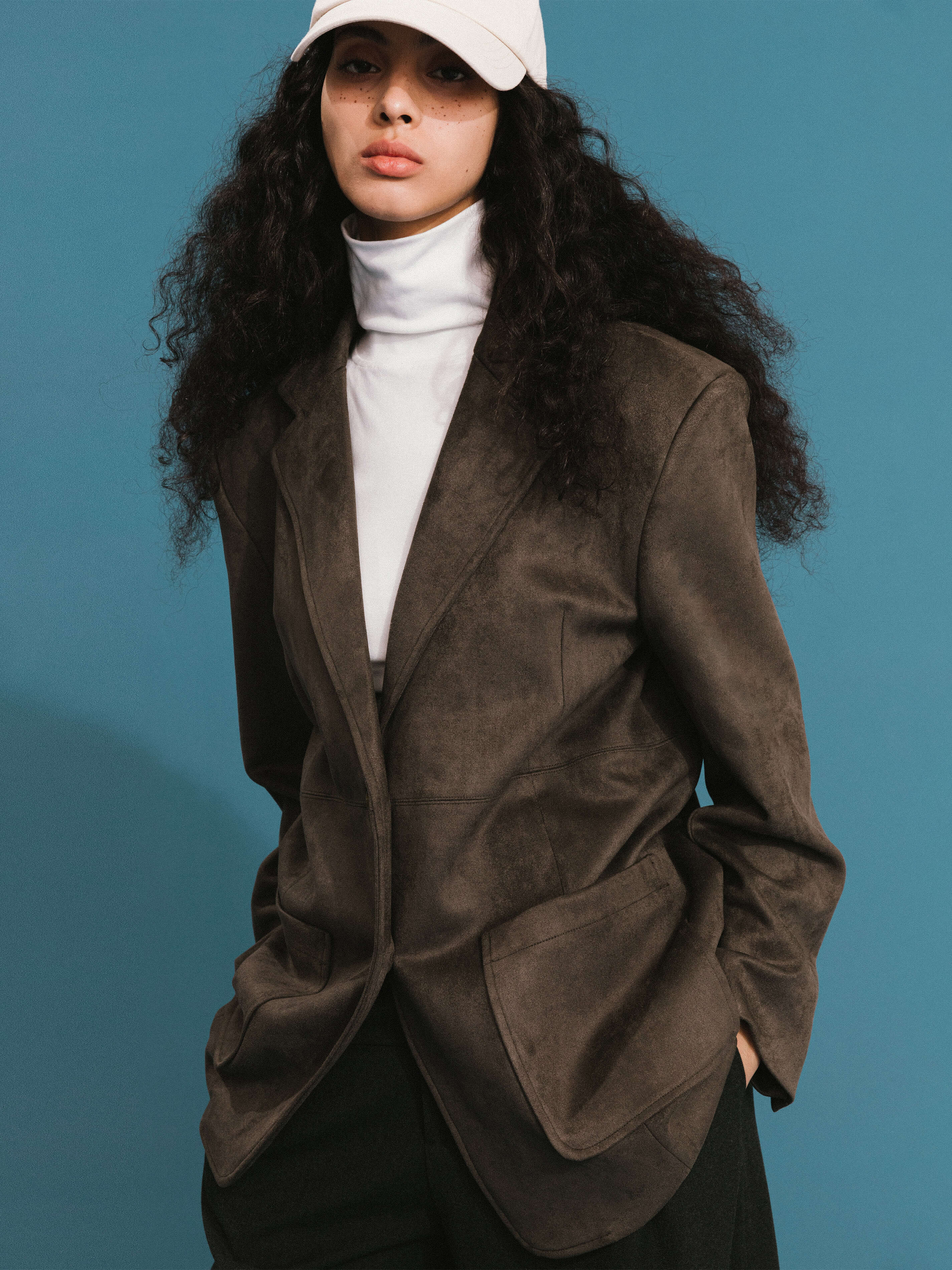 ONE BY CUBIC Silky Tailored Suede Jacket-2