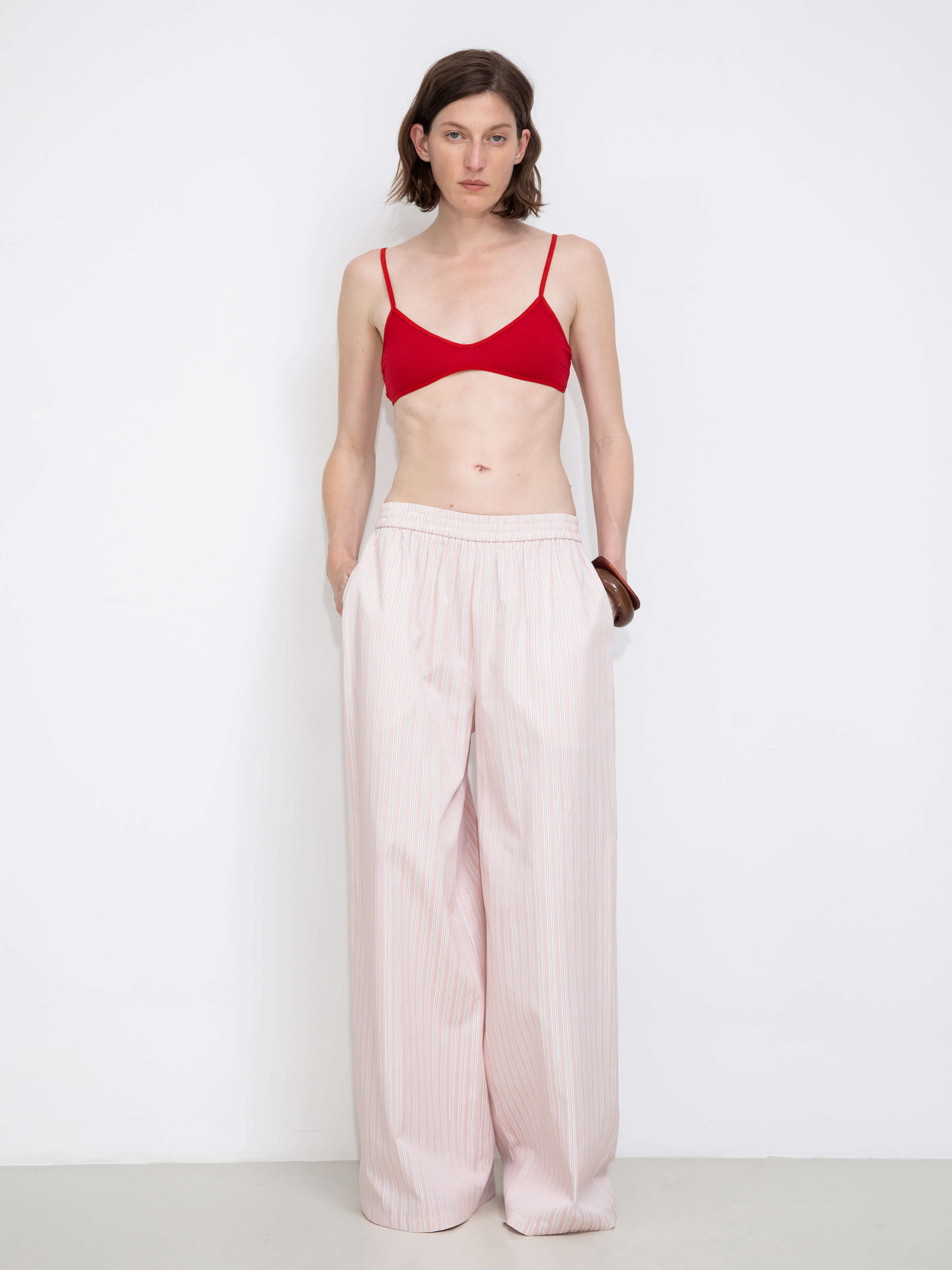 Pleated Striped Wide-Leg Trousers-2