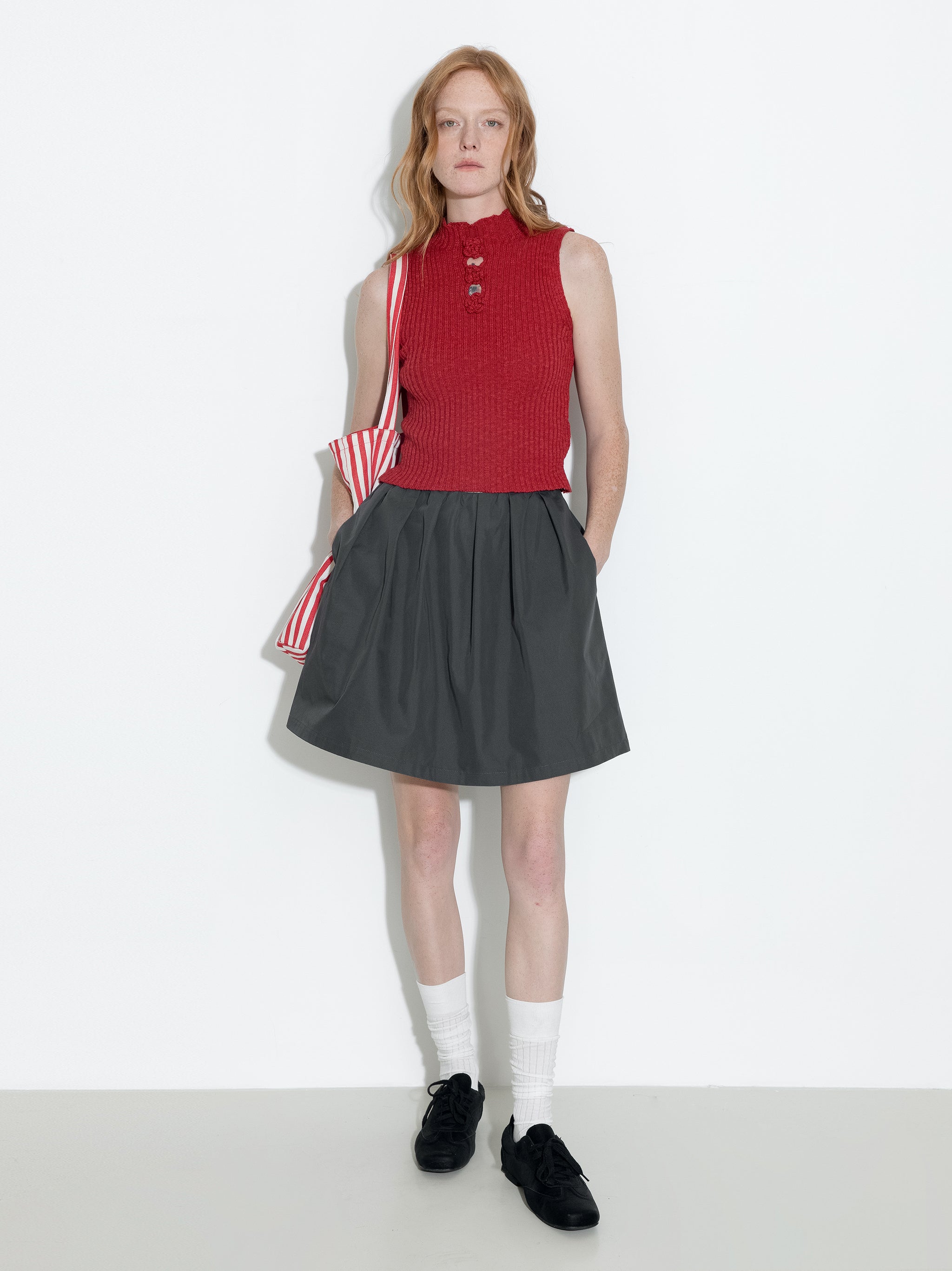 A-line Skirt with Cotton blend-2