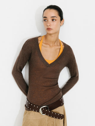 V-Neck Semi-Sheer Loose-Fit Knit Cover-Up