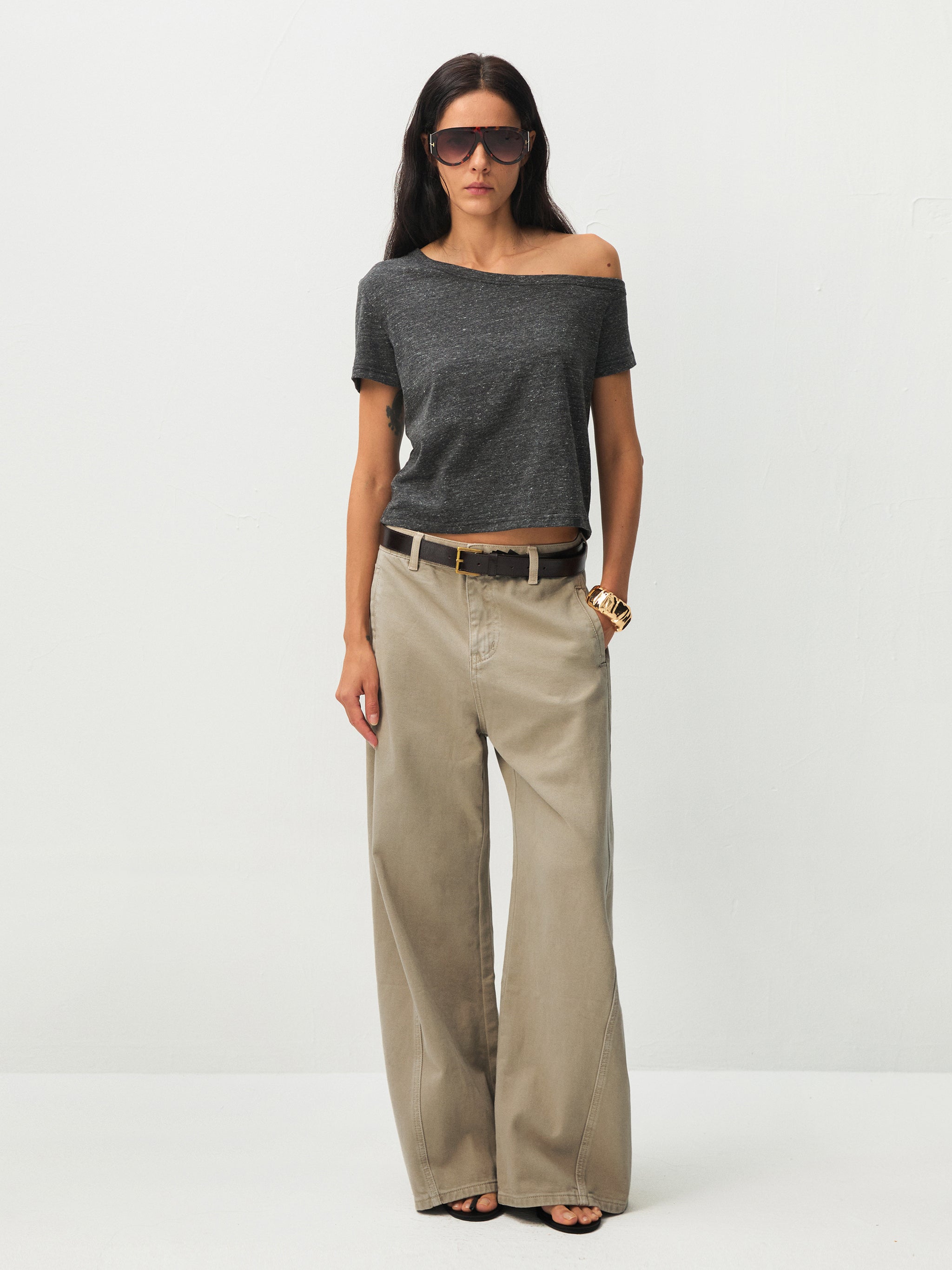 CUBIC Asymmetric Cold-Shoulder T-Shirt