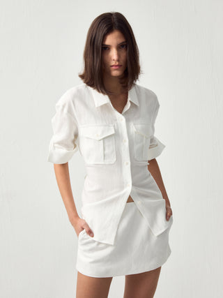 CUBIC Utility Cinched Linen Shirt