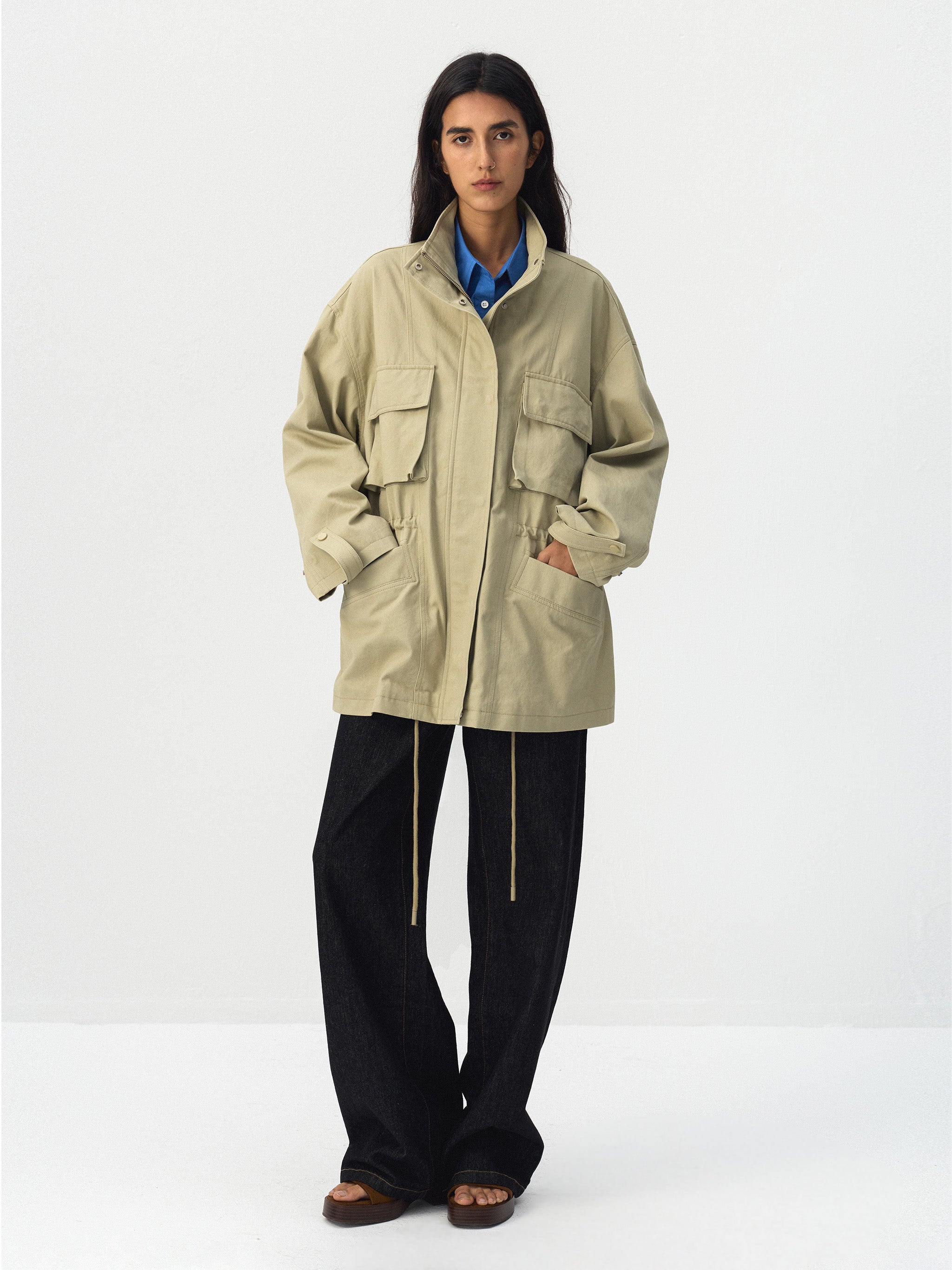 CUBIC Drawstring Waist Cargo Field Jacket