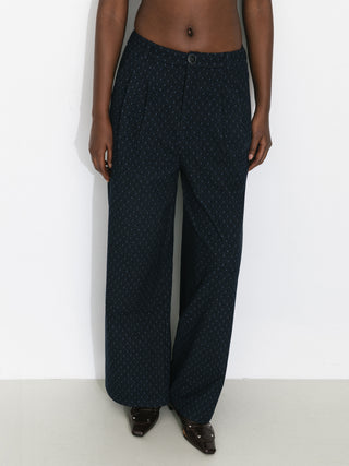 Vintage Polka Dot Wide-Leg Casual Pants