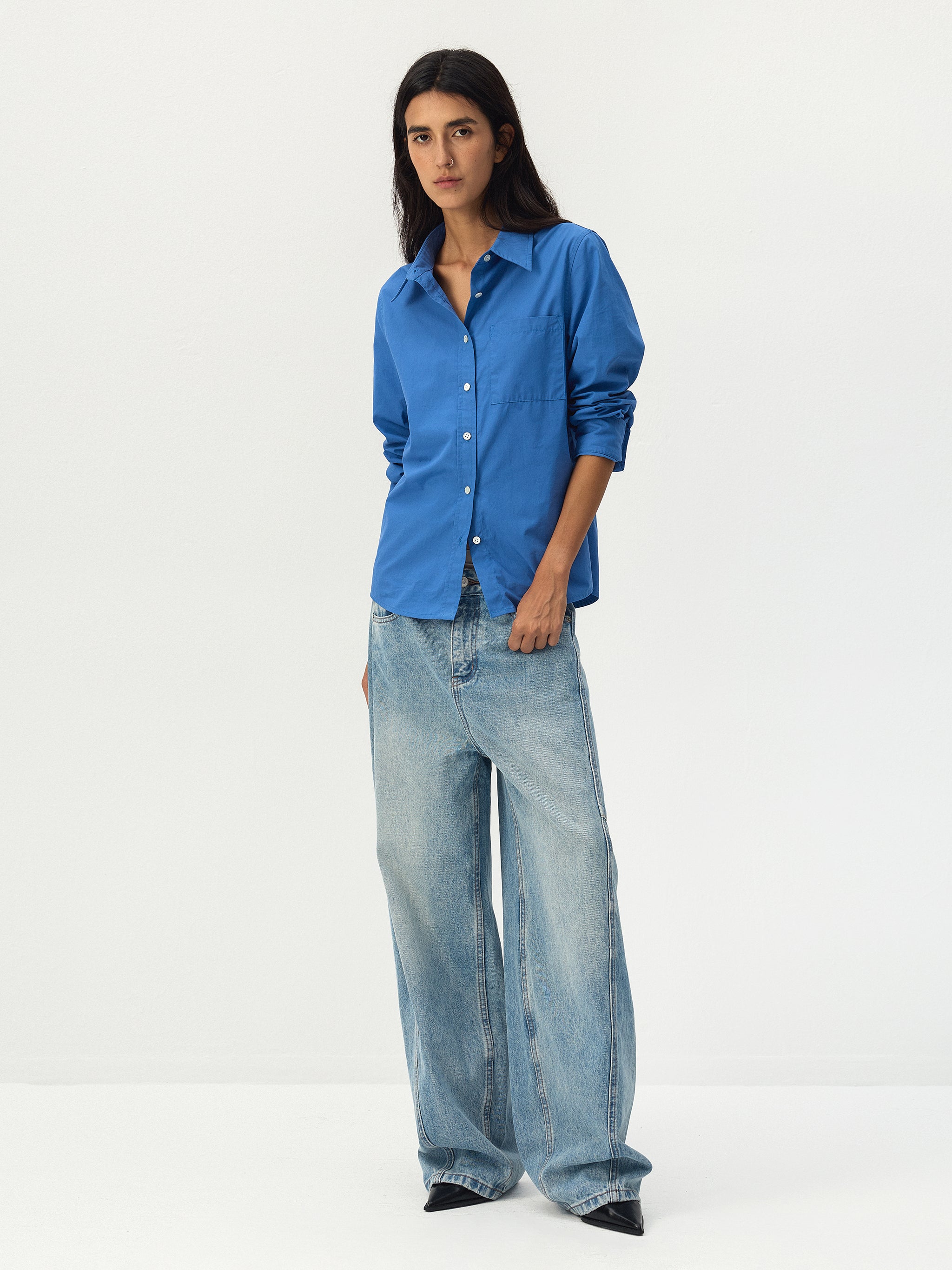 CUBIC Panelled Barrel-Leg Jeans