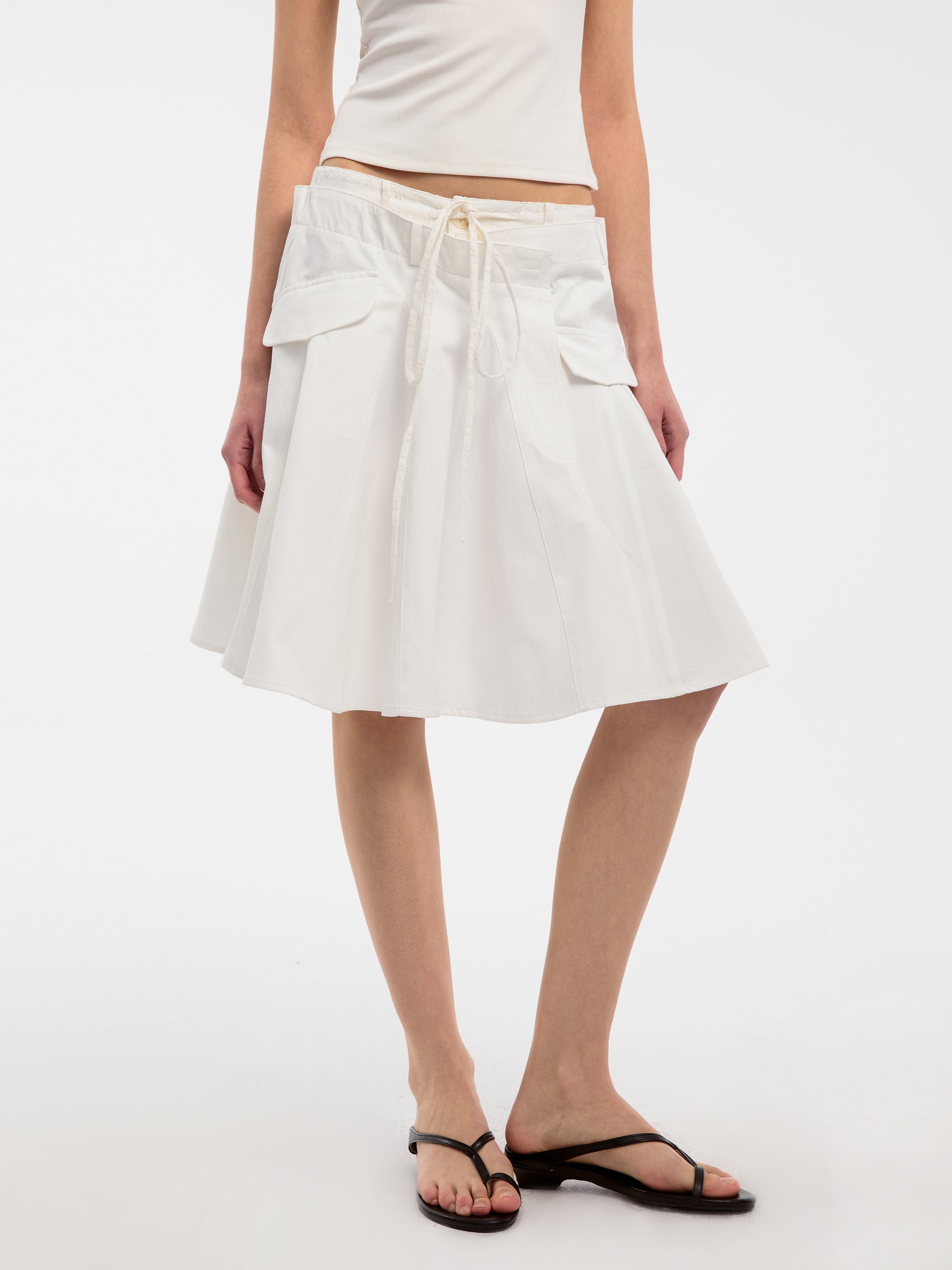 CUBIC Lace-Trimmed Drawstring Midi Skirt