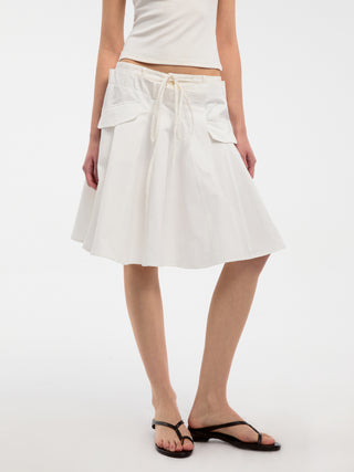 CUBIC Lace-Trimmed Drawstring Midi Skirt