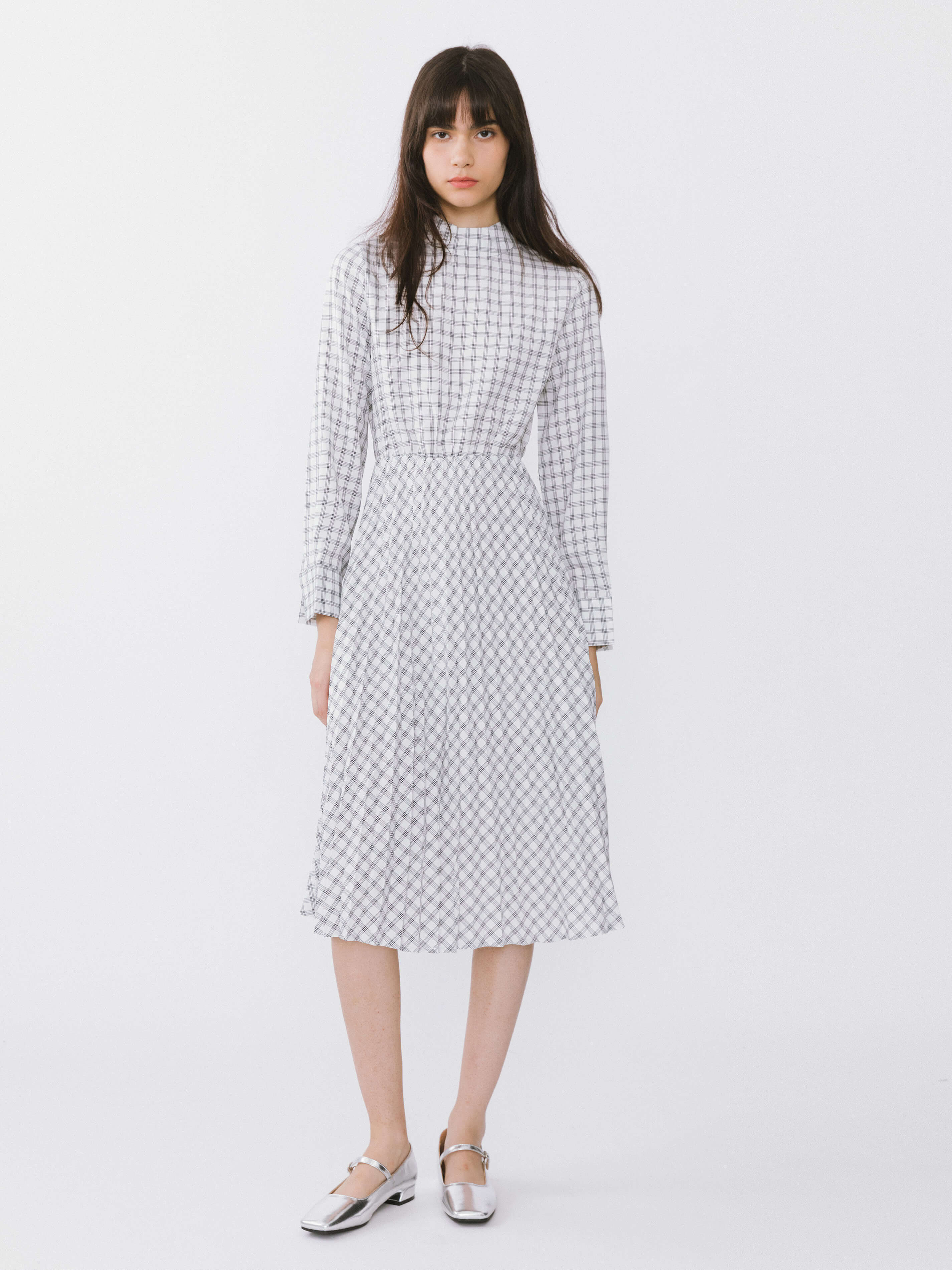 Tartan Neck Tie A-line Dress-2