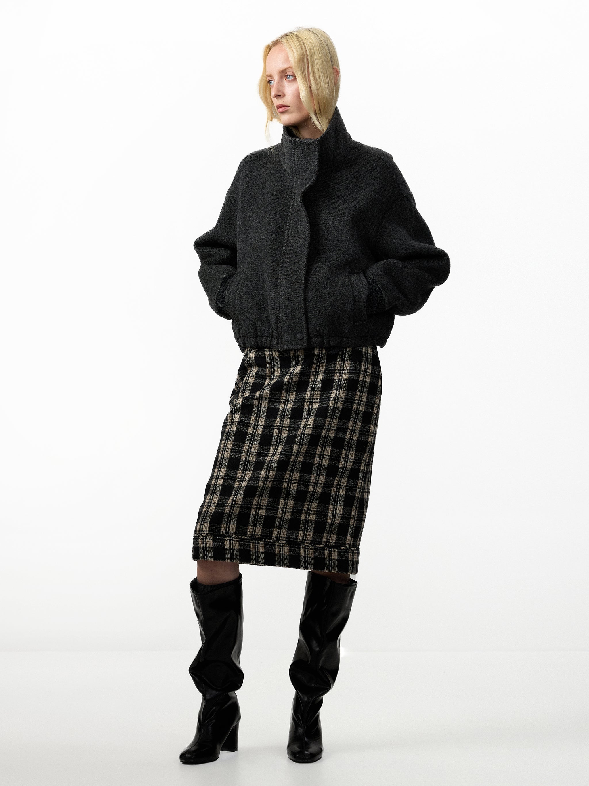 CUBIC 100% Wool Relaxed Cropped Wool Jacket
