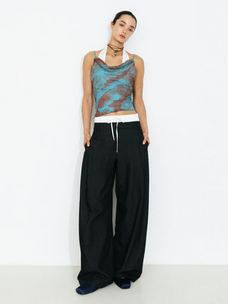 Print Satin Cowl Neck Cami Top