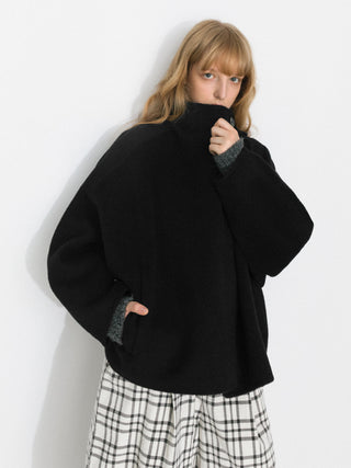 100% Wool Casual Stand-Collar Cropped Jacket