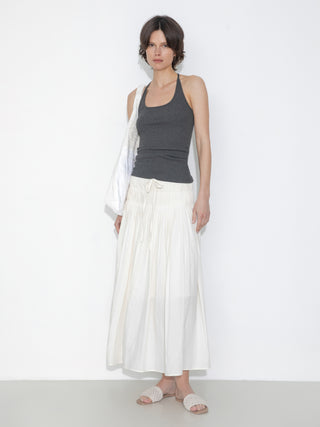High-Waist Drawstring Pleated Skirt