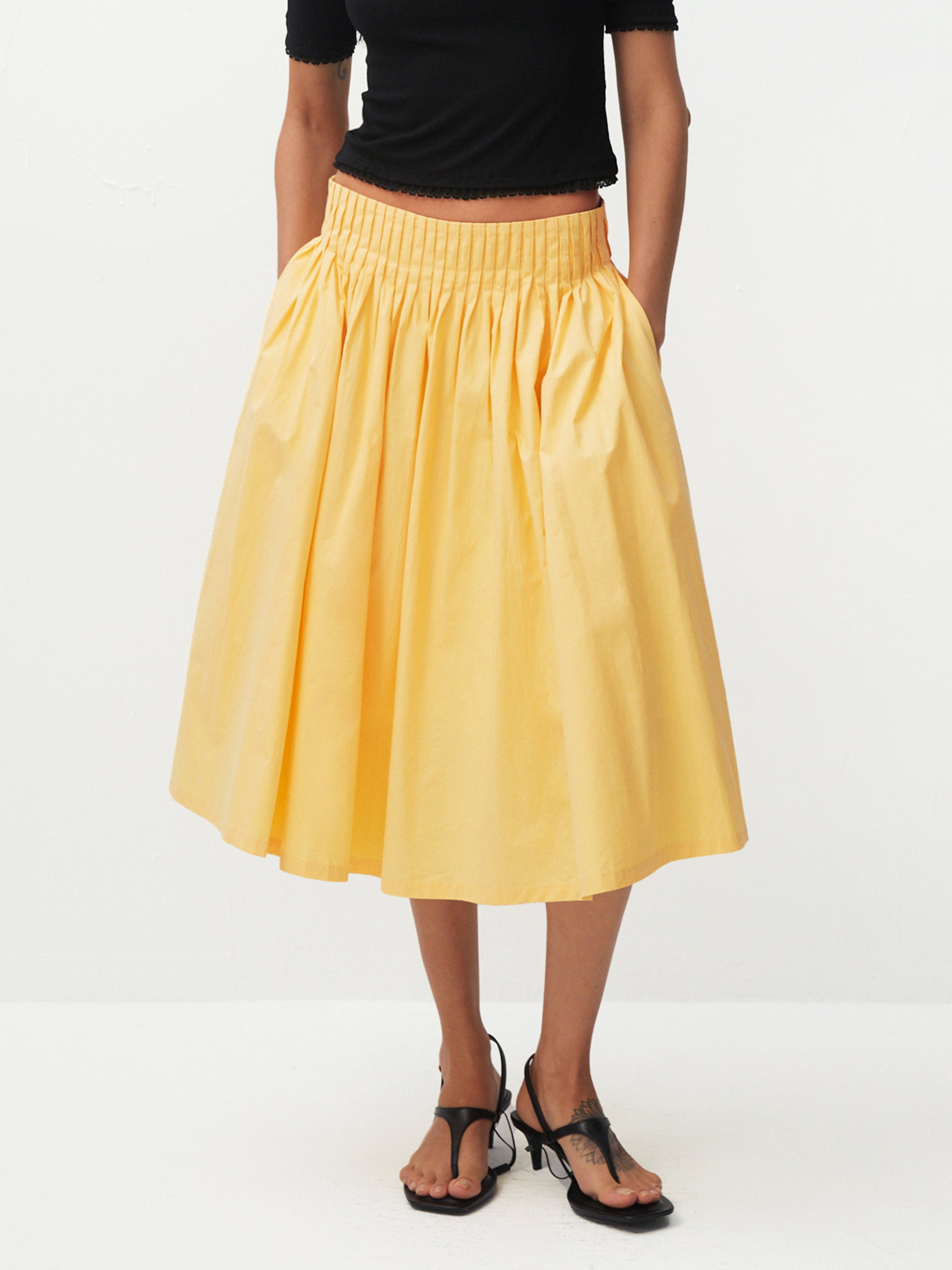 100% Cotton A-Line Midi Skirt