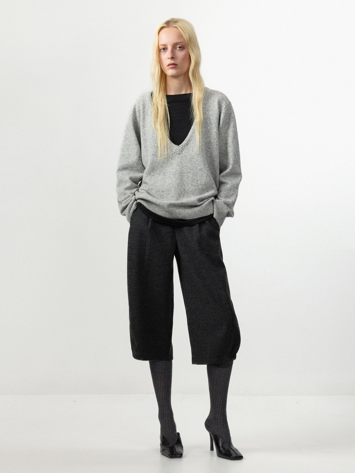 CUBIC Relaxed V‑Neck Knit Sweater