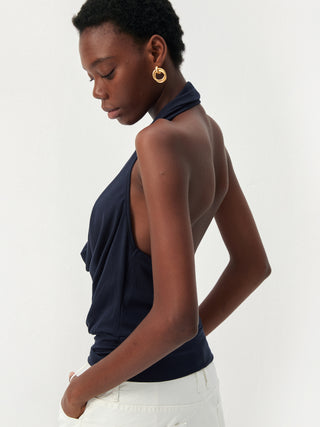 CUBIC Minimal Cowl Neck Halter Camisole