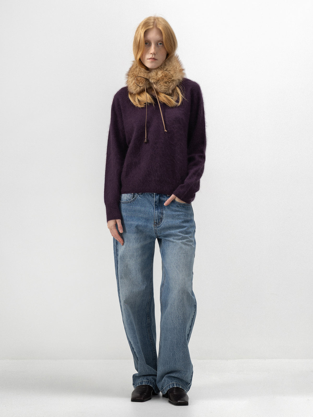 CUBIC Relaxed V-Neck Knit Sweater-1