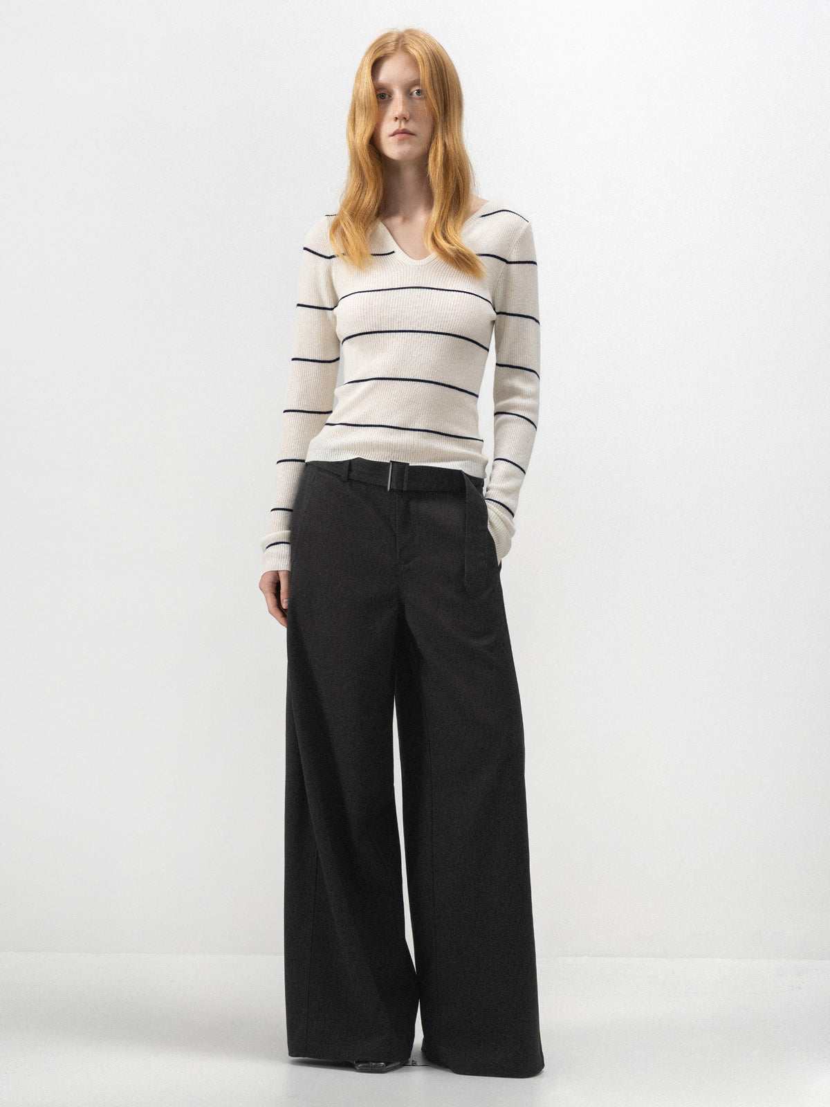 CUBIC Striped Scoop-Neck Fitted Top-1