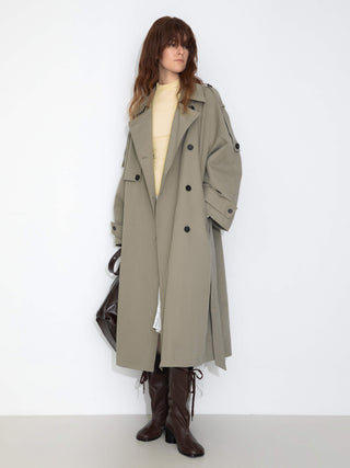 100% Cotton Oversized Mid-Length Raglan Sleeve Trench Coat