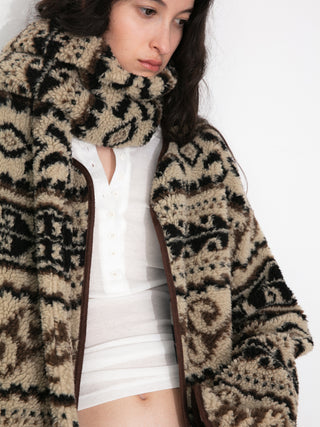 Paisley Faux Shearling Padded Jacket