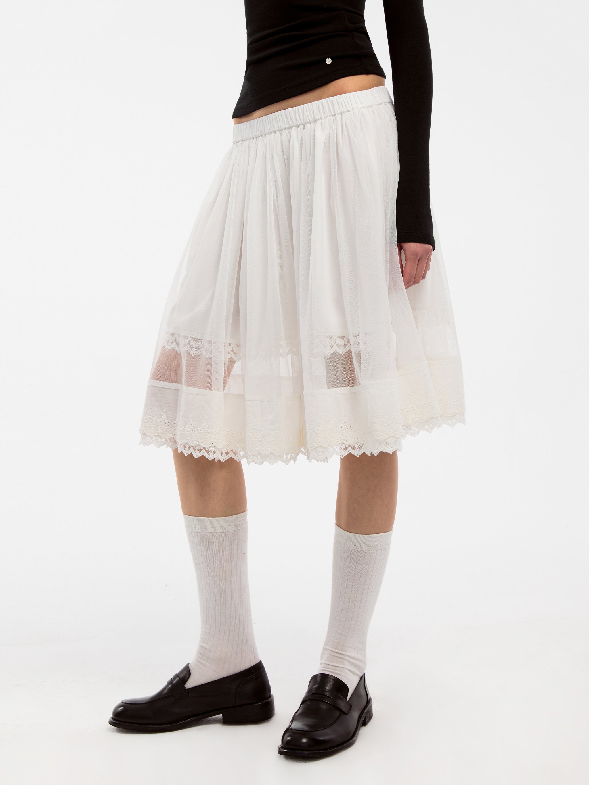 CUBIC Lace-up Mesh Skirt