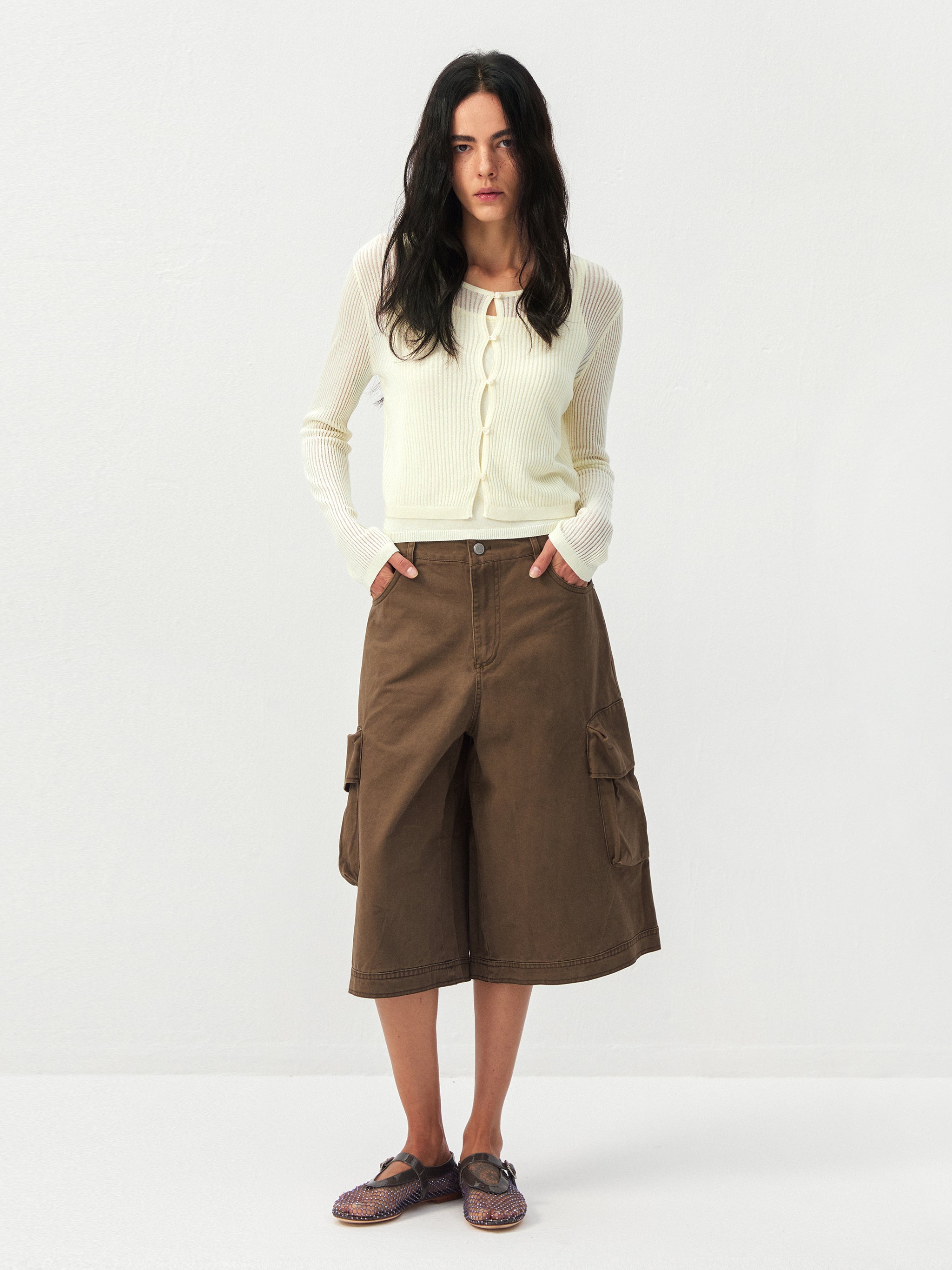 CUBIC Sheer Ribbed Knit Two-Piece Set