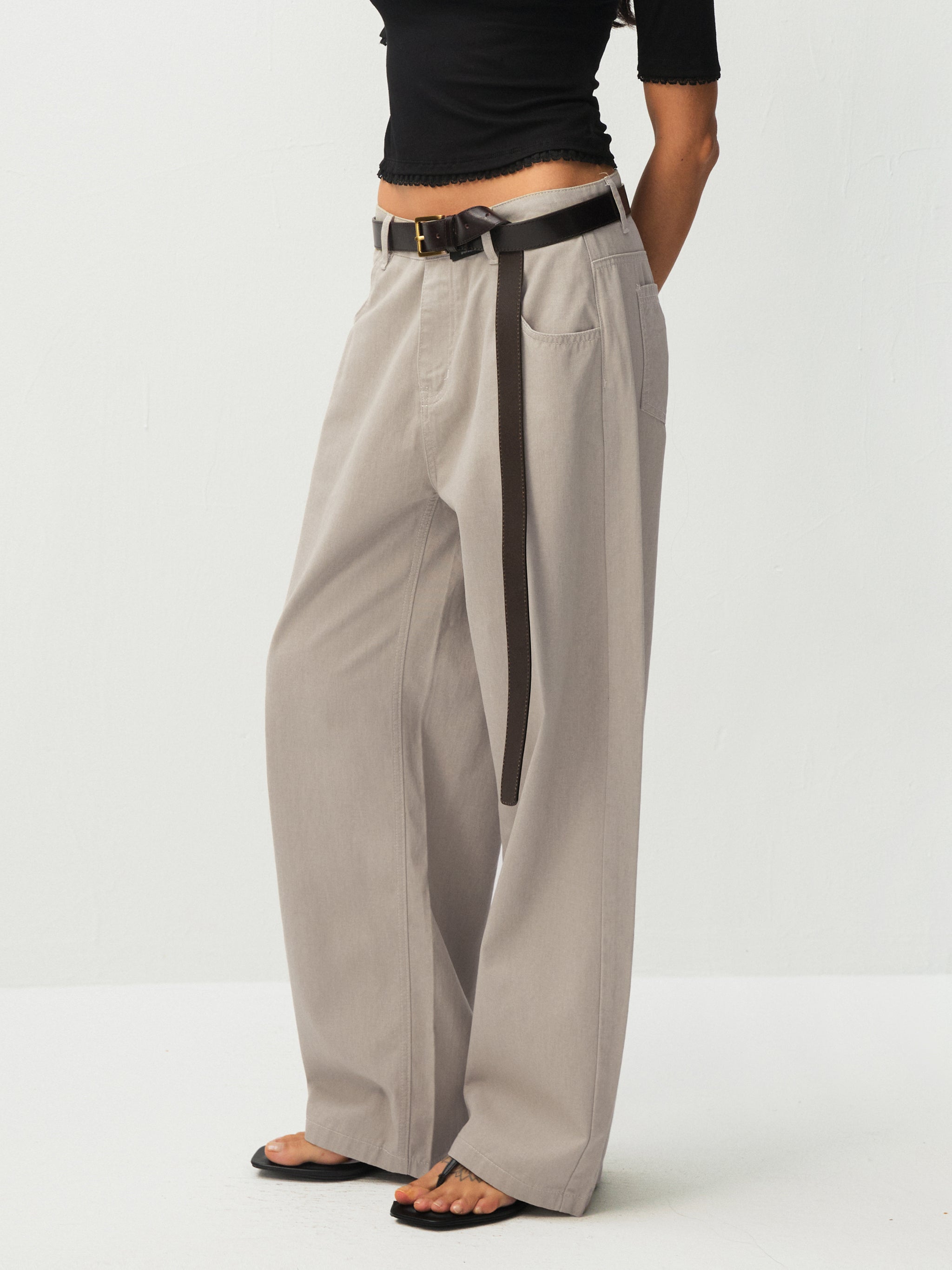 100% Cotton Draped Oversized Wide-Leg Casual Pants
