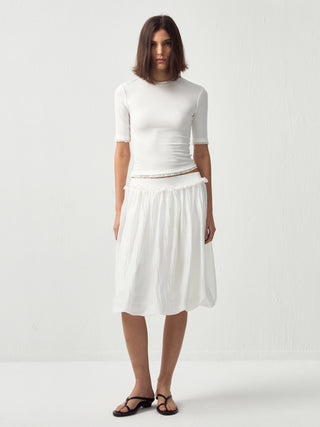 CUBIC Lace Trim Fitted Mid-Sleeve Top