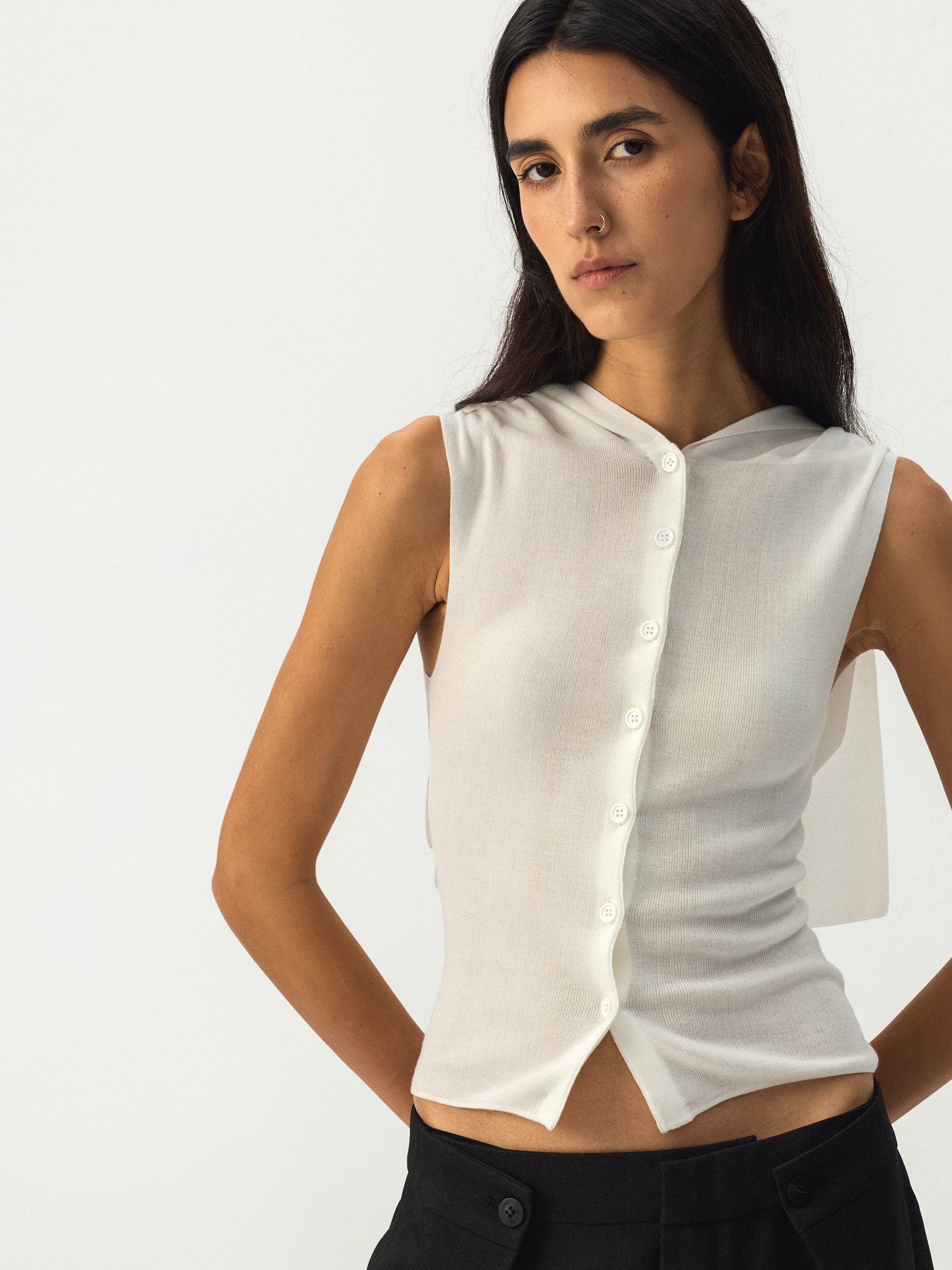 CUBIC Cape-Style Button Front Top
