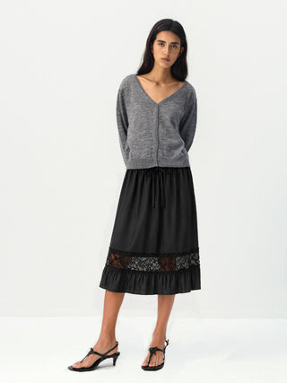 CUBIC Lace Trim Midi Skirt