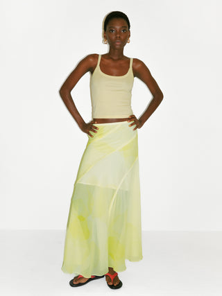 CUBIC Sheer Abstract Print Chiffon Maxi Skirt