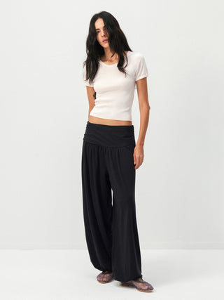 CUBIC Fold-Over Waist Wide-Leg Harem Pants