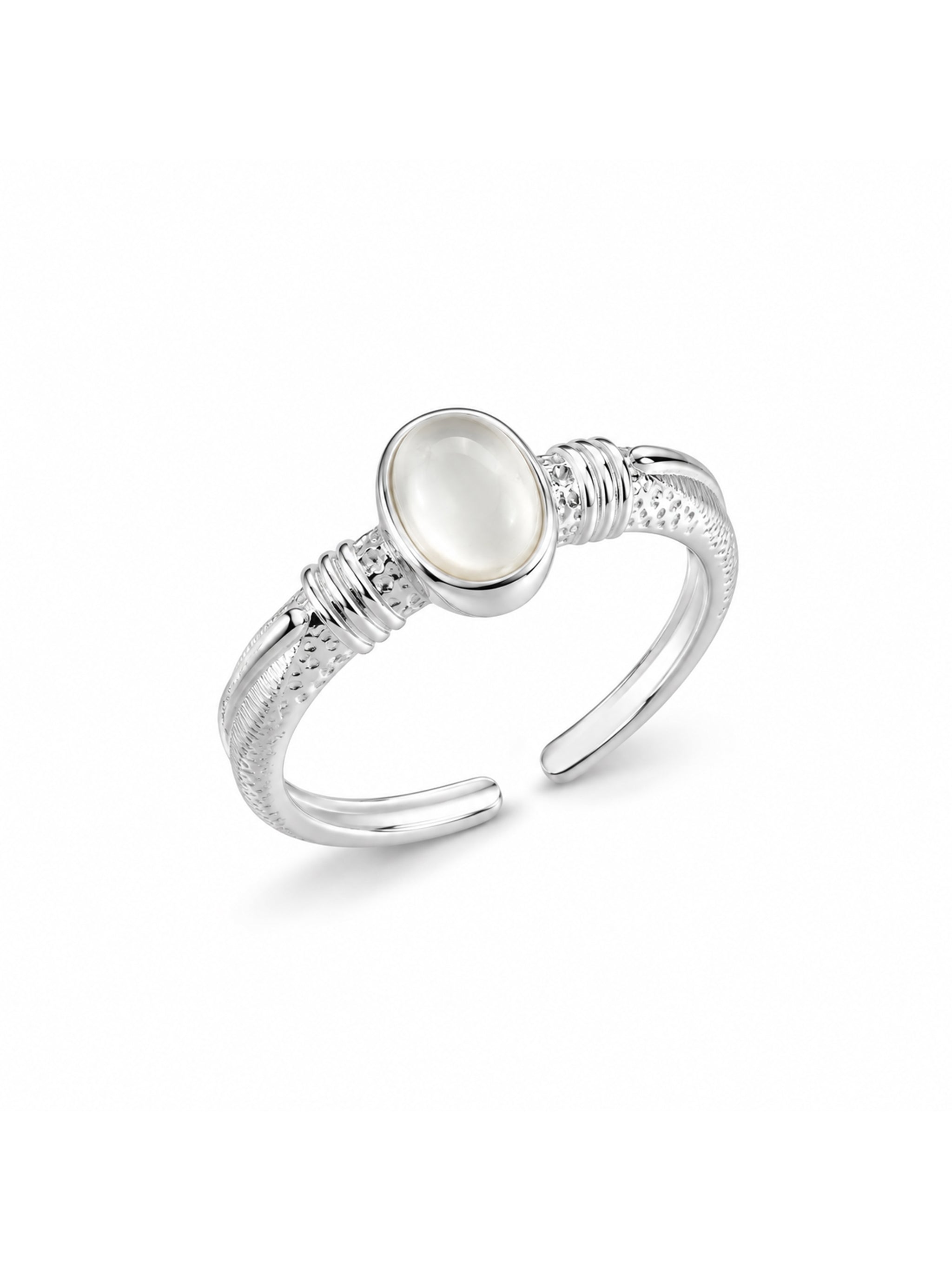 Mother-of-Pearl Silver Open Ring-1